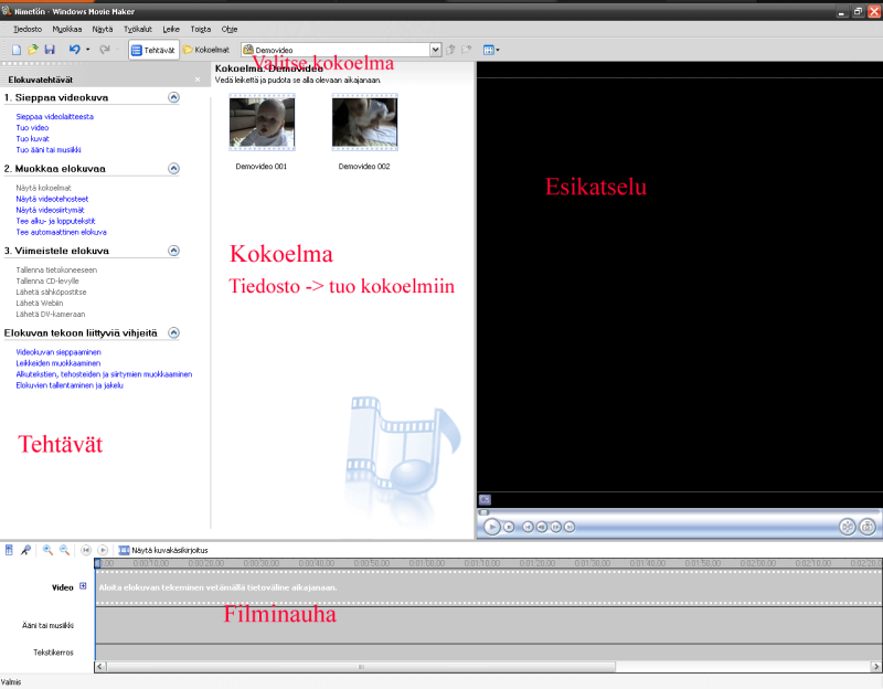 Käyttöliittymä kommentoituna